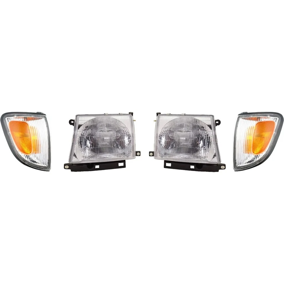 New Front Headlight Kit Left Right Set of 4 For 1997-2000 Toyota Tacoma 2WD Foto 2 de 4