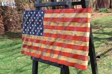 Wavy Wooden American Flag, 3D Wooden USA Flag, Handmade Rustic Wooden Flag
