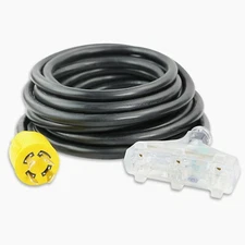 Leisure Cords L14-30P to (3) 5-15R Generator Cord adapter 30 amp to 15 amp 25’