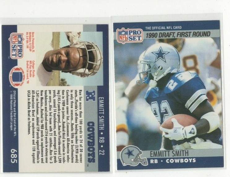 1990 Pro Set Series 2 Emmitt Smith Rookie Card #685 Dallas Cowboys