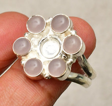 Rose Chalcedony Gemstone 925 Sterling Silver Handmade Jewelry Ring Size 8.5