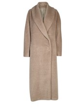 Artigiano Alpaca/virgin Wool Long Coat Taupe Size 14 Bnwt Rrp £799