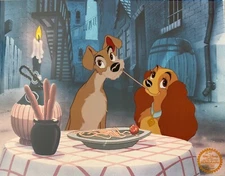 DISNEY LADY AND THE TRAMP Sericel Limited Edition Animation Art Cel Bella Notte