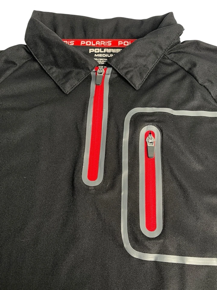 Polo Polaris M Negro Rojo 1/4 Cremallera Manga Corta Poliéster Golf Informal Foto 4 de 4