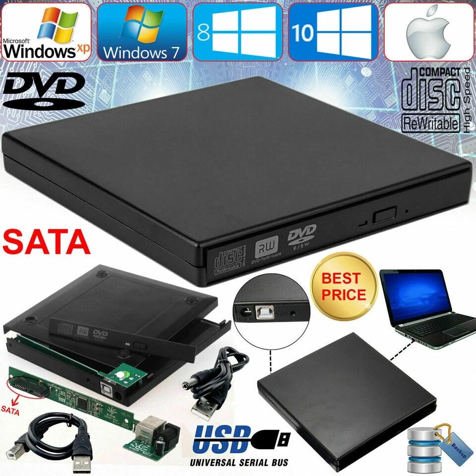 Laptop CD DVD USB to SATA External Drive Case Caddy Enclosure RW ROM Cover - Image 2 of 4
