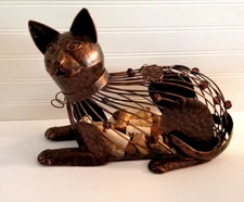 Large Faux Bronze Metal Cat Wine Cork Holder 14x11