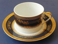 Philippe Deshoulieres Limoges Orsay Cobalt Blue Flat Cup and Saucer