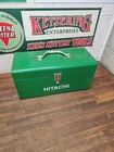 QQ7- green metal vintage Hitachi Tool Box for Vintage Power Tool 16 x 8 x 7