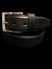 Business Casual Black Men’s Leather Belts Plain with Square Buckle 36 38