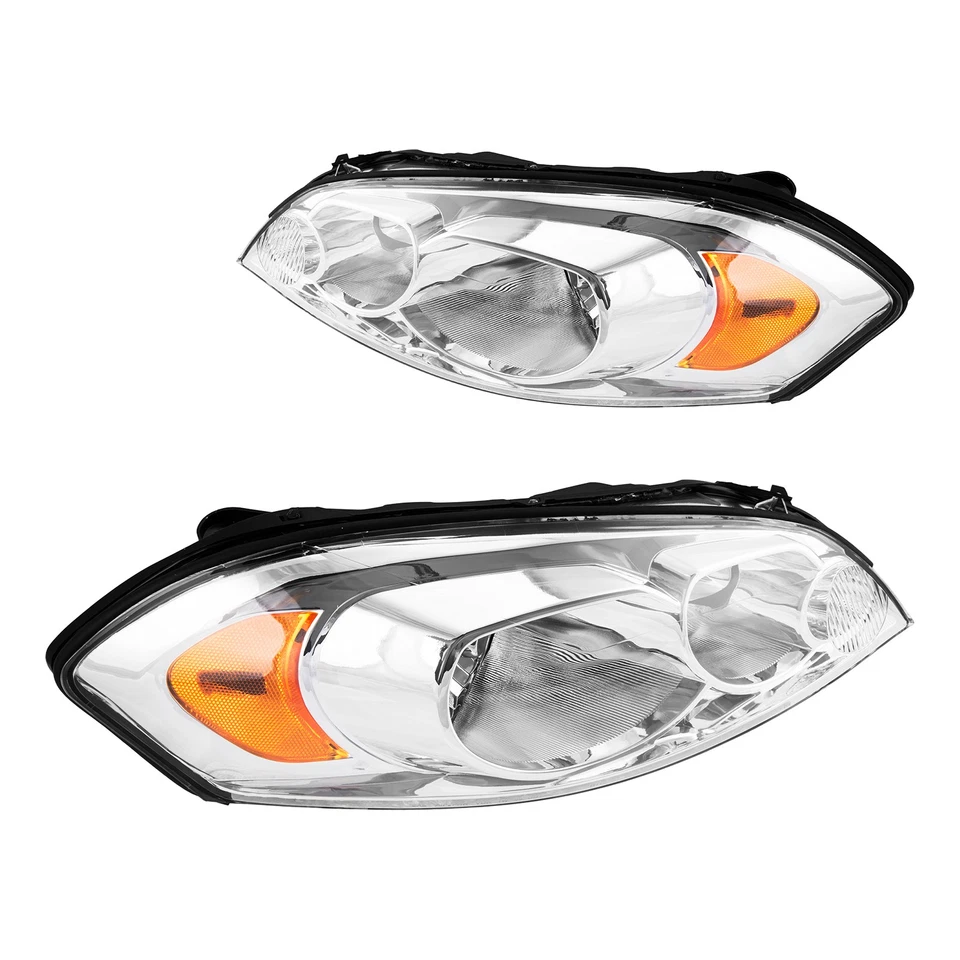 Par de faros para Chevrolet Impala 2006-2016 halógeno cromo ámbar reflector Foto 4 de 4