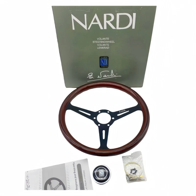 NARDI ND Classic 360mm Steering Wheel Mahogany Wood with Black Spokes Brand New Foto 2 de 4