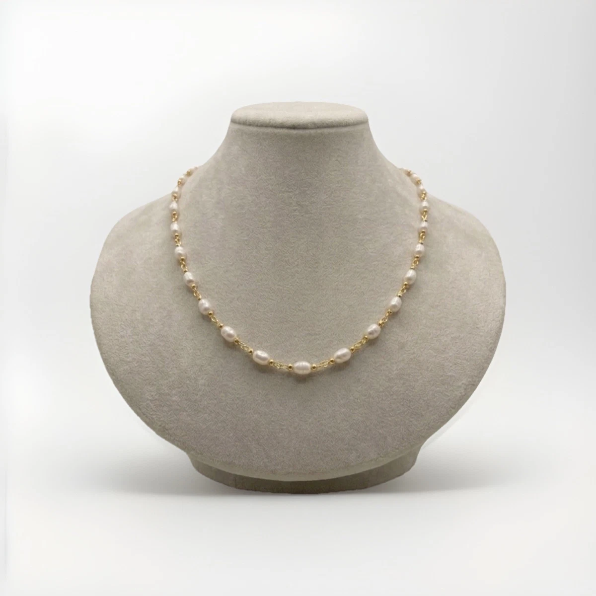 Collana Girocollo A Doppio Strato Con Perle E Fiore: Choker In Acciaio Oro 14K Regolabile (36+42cm) - 4