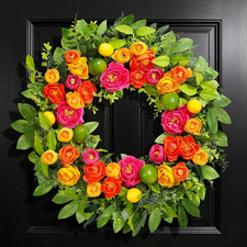 26" Spring Wreaths for Front Door, Large Artificial Lemon Wreath with Yellow and