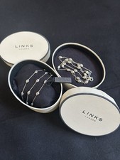 Links Of London Solid Silver Station Necklace And 3 Row Bracelet Set