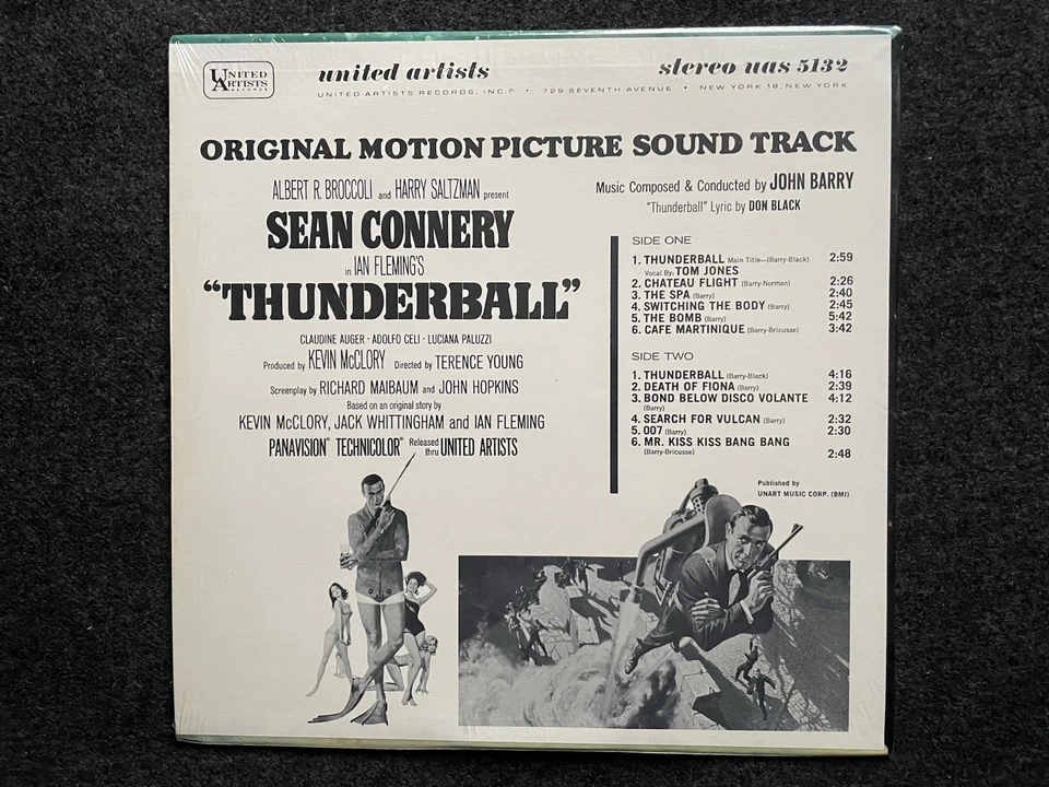 THUNDERBALL John Barry UNITED ARTISTS 60s LP Mint Stereo James Bond Soundtrack - Image 2 of 2