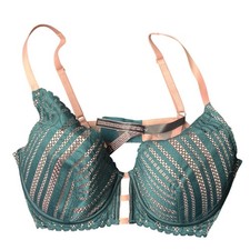 Victoria Secret 36D Green/Pink lace Embroidered Lined Plunge Bra