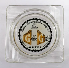 Vintage Marketing Ashtray Glass Golden Gate Motel Atlantic City NJ
