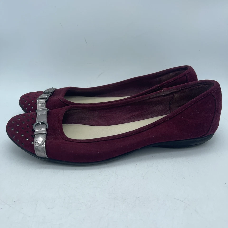 Zapatos Croft & Barrow para mujer talla 9,5 M granate sin cordones planos detalles plateados Foto 4 de 4