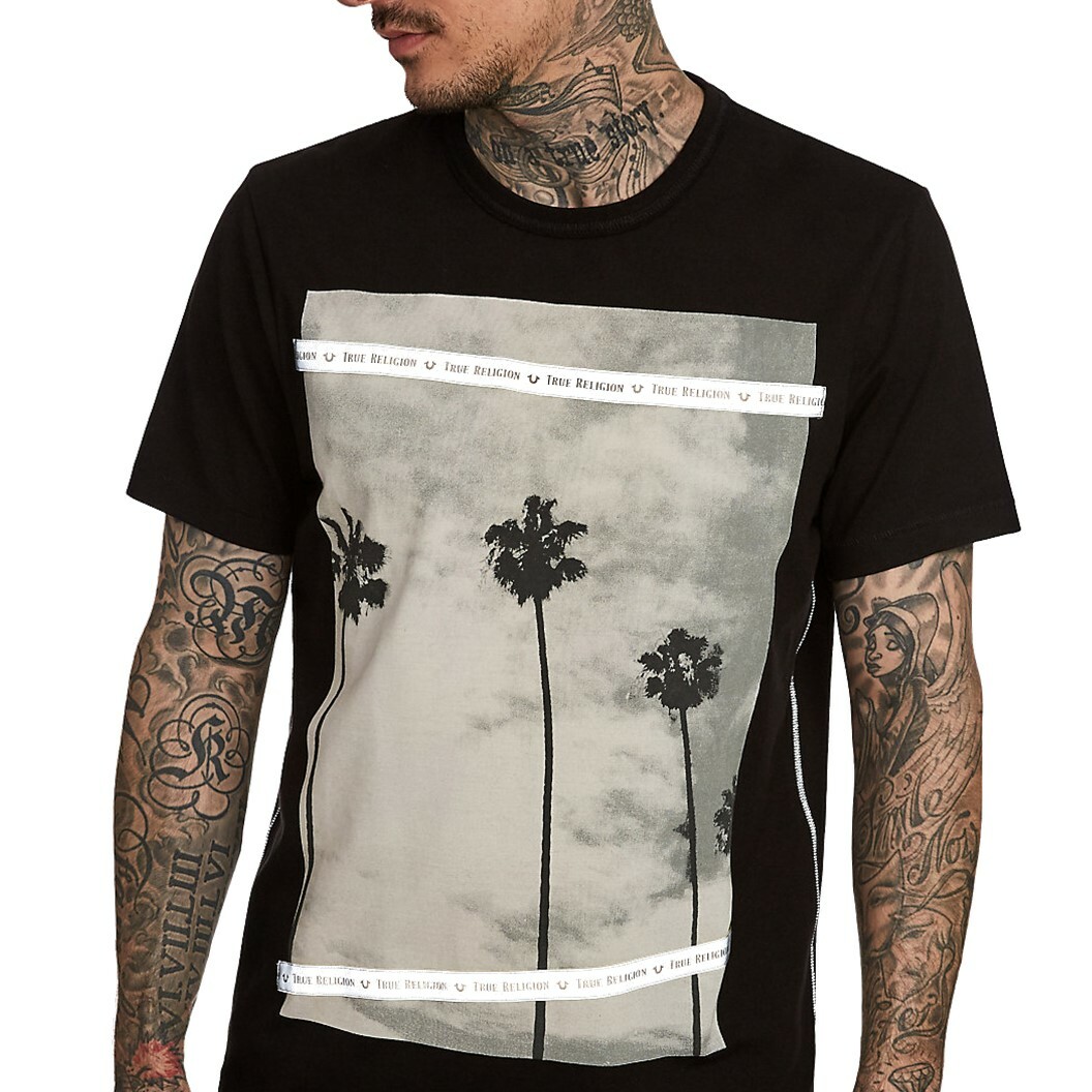 関税込み♪【TRUE RELIGION】PALM TREE ロゴ ★ Tシャツ True Religion Men's Ss Palm Tree Photo Print Tee in Black | eBay
