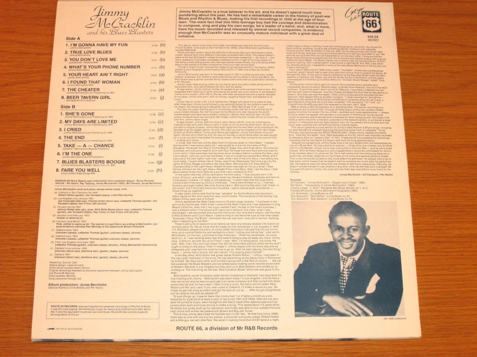 IMPORT BLUES LP - JIMMY McCRACKLIN - ROUTE 66 KIX-29 - "I'M GONNA HAVE MY FUN"  - Image 2 of 3