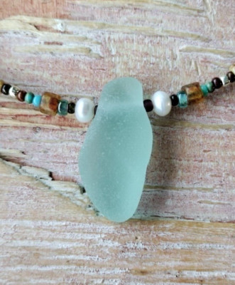Genuine Sea Glass Necklace Aloha Casual Elegance Frosty Hawaii Pastel Pearls