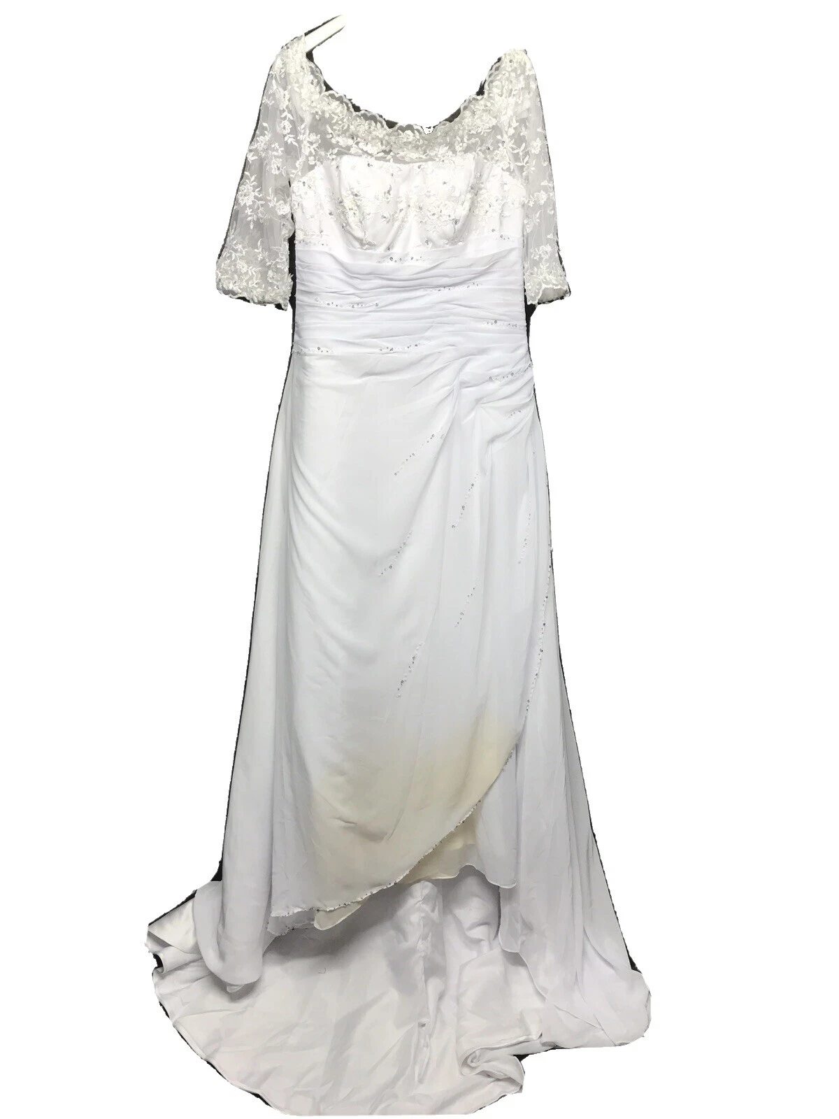 Poliéster de Abalorios A-Line vestidos de novia