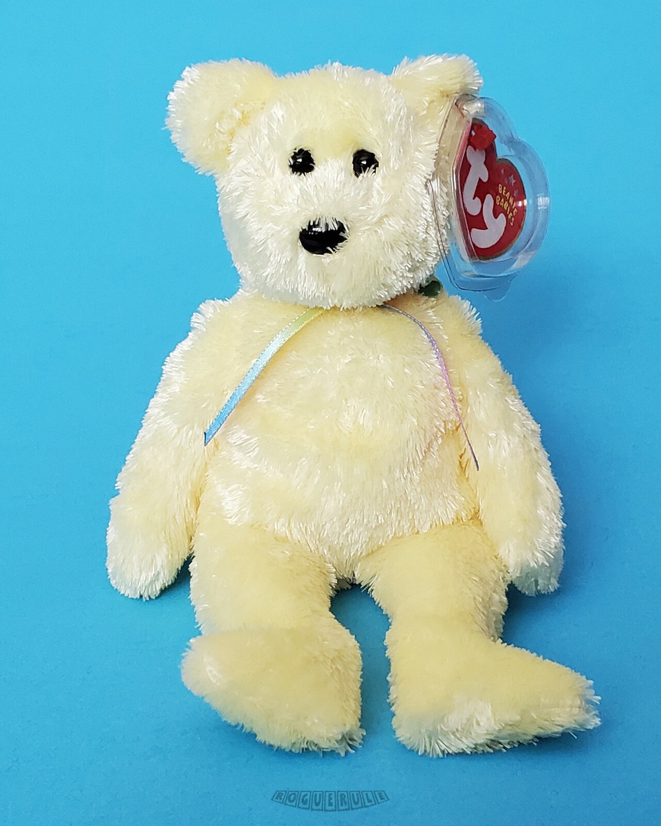 🚦Ty Beanie Baby/Babies SHERBET Bear - Lemon Yellow - 2002 - NEW