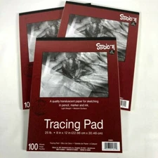 Darice Studio 71 Artist Tracing Paper Pad 25lb Medium 9" x 12" 97490-3 (3-Pack)