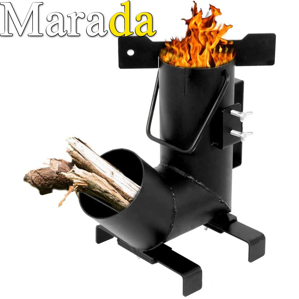 Marada Heavy-Duty Portable Wood Burning Rocket Stove For Camping Gear u0026  Survival | eBay