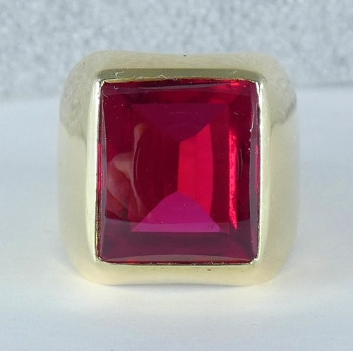Heavy Soviet Solid 14ct Yellow Gold Ruby Signet Cocktail Ring 11 V 64 13.77gm - Picture 13 of 13