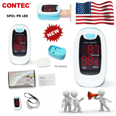LED Pulse Oximeter finger SpO2 Pulse Rate oxygen saturation pouch+lanyard,