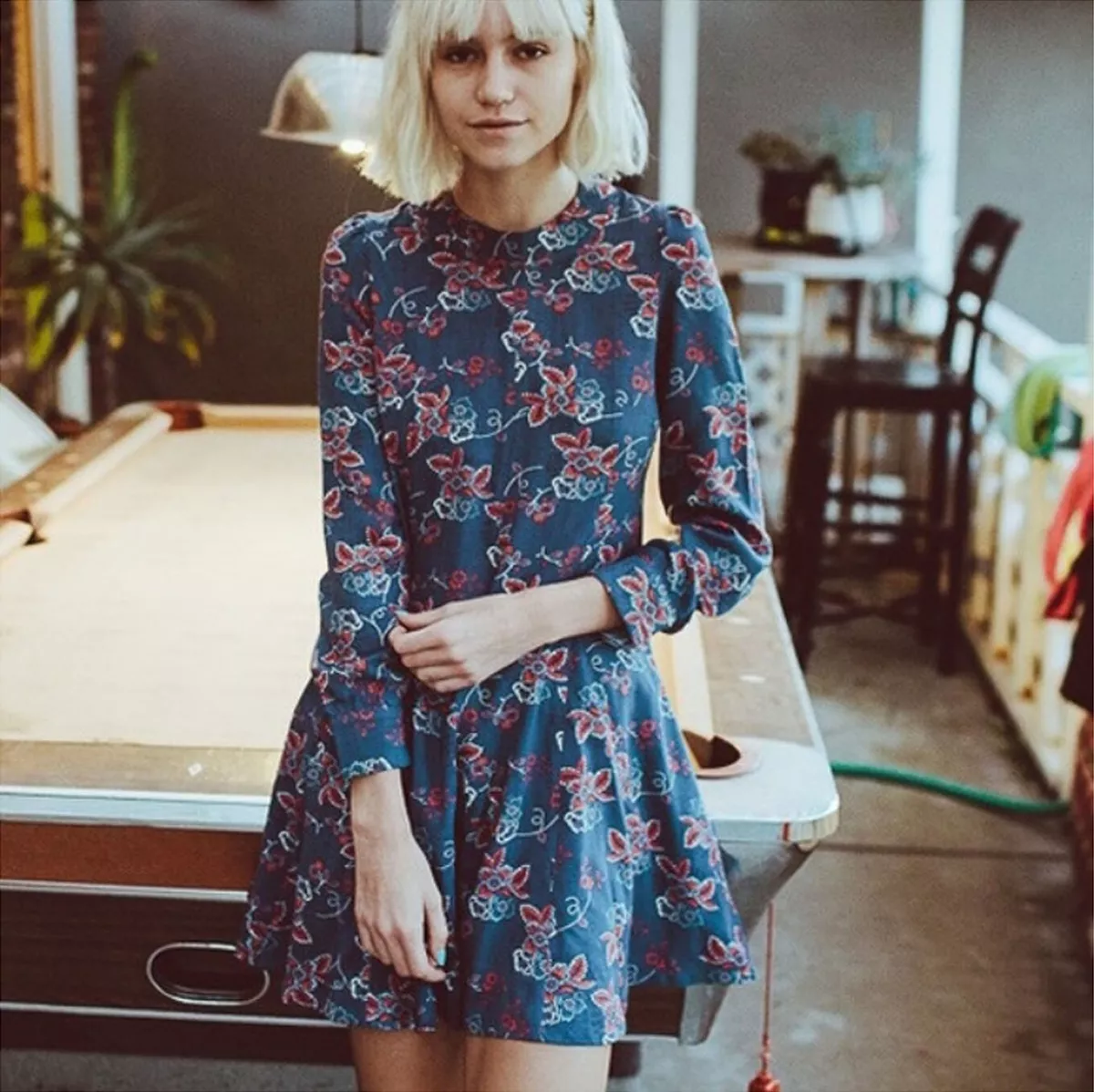 NWOT Urban Outfitters RYDER 100 Rayon Long Sleeve Floral Swing