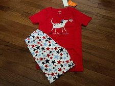Gymboree Girls Red White and Cute Dog Flag Stars Gymmies Pajamas Size 8 New