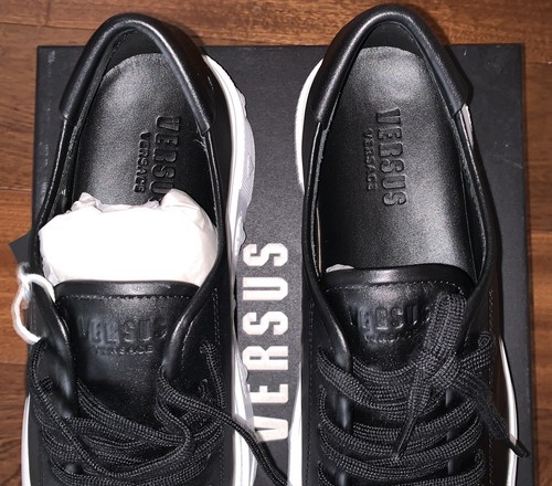 VERSUS VERSACE WHITE PLATFORM BLACK LEATHER WOMEN SNEAKERS Sz. 37EU/7US - Picture 7 of 9
