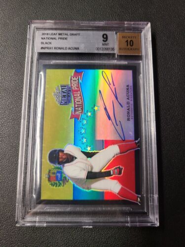 2018 Leaf Metal Ronald Acuna National Pride Black Rookie AUTO 5/15 BGS 9/10