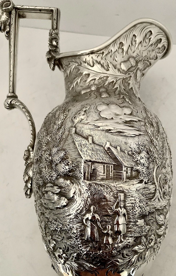 JARRA DE AGUA KIRK TEMPRANA ESTERLINA PAISAJE ARQUITECTÓNICO REPOUSSE EWER 1868-96 Foto 4 de 4