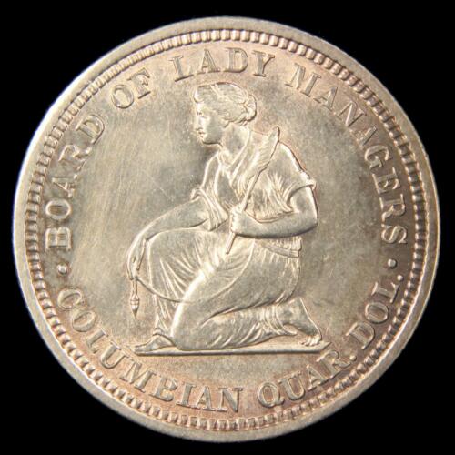 1893 ISABELLA ARGENTO COMMEMORATIVO QUARTO BU UNC VIOLA TONIFICAZIONE MONETA USA - Foto 2 di 2