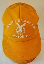 Vintage 1980s IRONTON EAGLES 895 Ohio Yellow Snapback Hat Cap Trucker EMO Rare