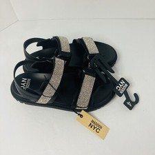 New Madden NYC Women s Girls Sz 4 Rhinestone Adjustable Strap Black Sandals