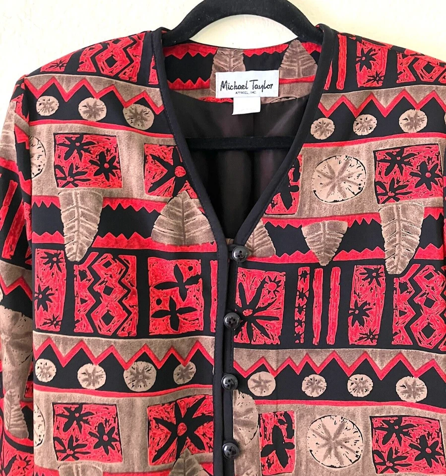 Blazer Michael Taylor Apparel Vintage Inspirado en Egipto Estampado (Pequeño) Foto 2 de 4
