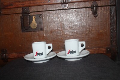 2 Segafredo Zanetti Espresso Tassen Untertassen Tassen Weiß dickwandig