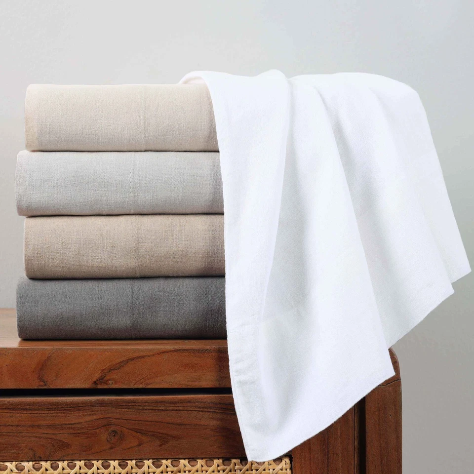 Cotton Linen Blend Deep Pocket Solid Lightweight Deep Pocketed Bed Sheet Set - Image 4 of 4