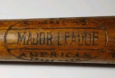 34" 1920s E.C. Simmons Major League Baseball Bat American 80 Model Game Used