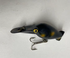 Vintage Eddie Pope Hot Shot M3 Fishing Lure Pre Luhr Jensen Black w/ Spots