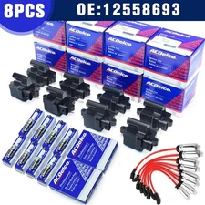 8PCS Square Ignition Coil & Spark Plug Wire For Chevy GMC 4.8L 5.3L 6.0L 8.1L US