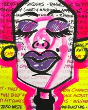 "Fashionista" - Abstract, Pop Art - Acrylic Painting 17x14" on Mixed Media Paper