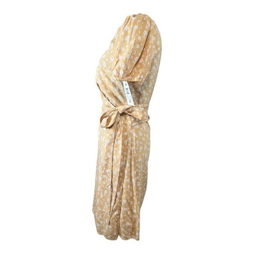 Billabong Hot Tropics Wrap Dress Floral Print Short Sleeve Khaki Women Size XL - Picture 5 of 10