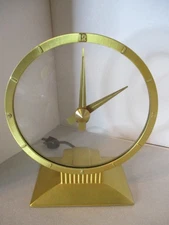 Vntg Jefferson Golden Hour Electric Mystery Clock Art Deco Tested MCM EUC Read