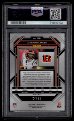 JA'MARR CHASE PSA 9 MINT 2022 PANINI NAVY CAMO PRIZM 04/25 #58