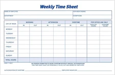 Adams Time Sheet, 9 x 5.5 Inch, Weekly Format, 2-Part, White/Canary 